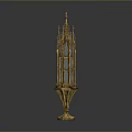 Golden Decorative Tower Ornament With Intricate Brass Structure And Spire Top