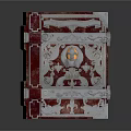 Vintage Ornate Book With Red Cover Silver Decorations And Intricate Circular Medallion