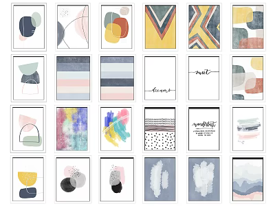Colorful Abstract Wall Art With Various Geometric Patterns And Modern Designs 3d model