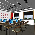Bright Public Office Area With Rows Of Computers On Desks And Green Plants