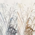 Watercolor Painting of Reeds and Grasses with Soft Tones on Light Background