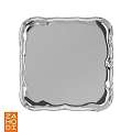 Modern Square Wall Decor Mirror with Wavy Edges and Metal Frame Design