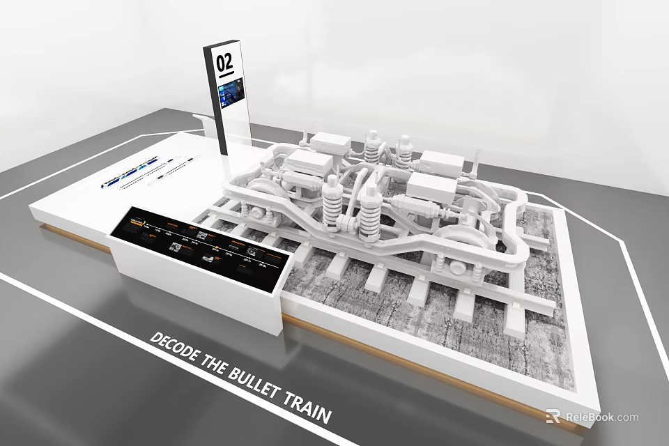Decode The Bullet Train Model Exhibition With Track Stand And Number 02 3d model 