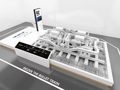 Decode The Bullet Train Model Exhibition With Track Stand And Number 02 3d model