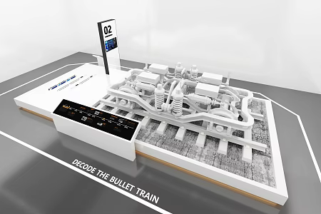 Modern Science and Technology Exhibition Hall EMU Rail Chassis Dismantling Booth Display 3d model
