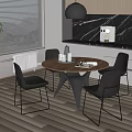 Dining Table and Chair Combination Restaurant Chandelier 3d model