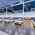 Covered Car Parking Area With White Cars Arranged In Rows Neatly