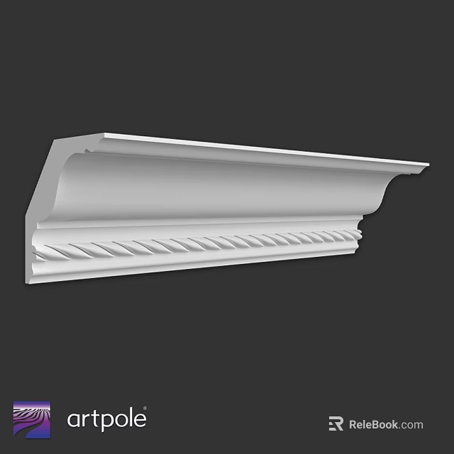 Decorative White Molding With Spiral Pattern Design For Architectural Interior Use 3d model 