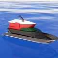 Stylish Modern Yacht With White Red Green Exterior Sailing On Blue Ocean Water