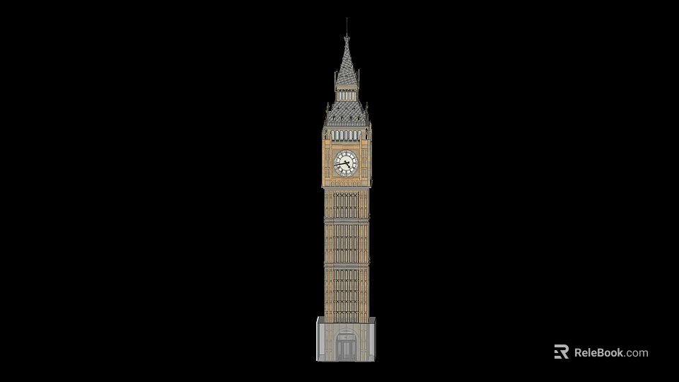 Historic Clock Tower With Stone Exterior Large Clock Face And Classic Spire 3d model 