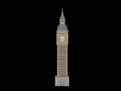Historic Clock Tower With Stone Exterior Large Clock Face And Classic Spire 3d model