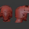 Tactical Military Helmets With Side Mounted Gear Displayed On Mannequin Heads Dual View