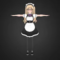 Anime Character with Blonde Hair and Glasses in Maid Costume Arms Outstretched