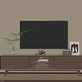 Minimalist Walnut Wood TV Cabinet With Functional Storage Drawers And Open Shelves For Home Decor