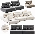 Modern Sectional Sofa Set With Neutral Upholstery Decorative Pillows And Modular Design 3d model