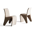 Modern Leisure Chairs With Curved Design And Beige Brown Fabric Upholstery
