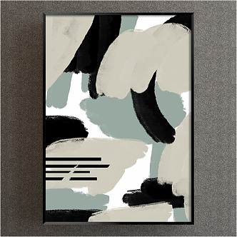 Modern abstract painting simple black and white porch abstract decorative painting 3d model