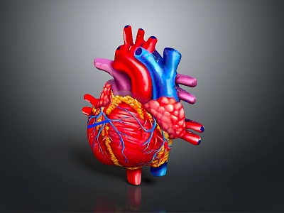 Anatomically Detailed 3D Rendered Human Heart Model With Colorful Vascular Structures 3d model