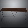 Modern Wooden Desk With Triangular Metal Frame Sleek Red Surface And Stable Structure 3d model