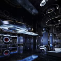 Futuristic KTV Interior With Sci Fi Lighting And Decor 3d model
