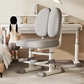 Modern White Desk And Ergonomic Gray Chair Set With Home Office Design