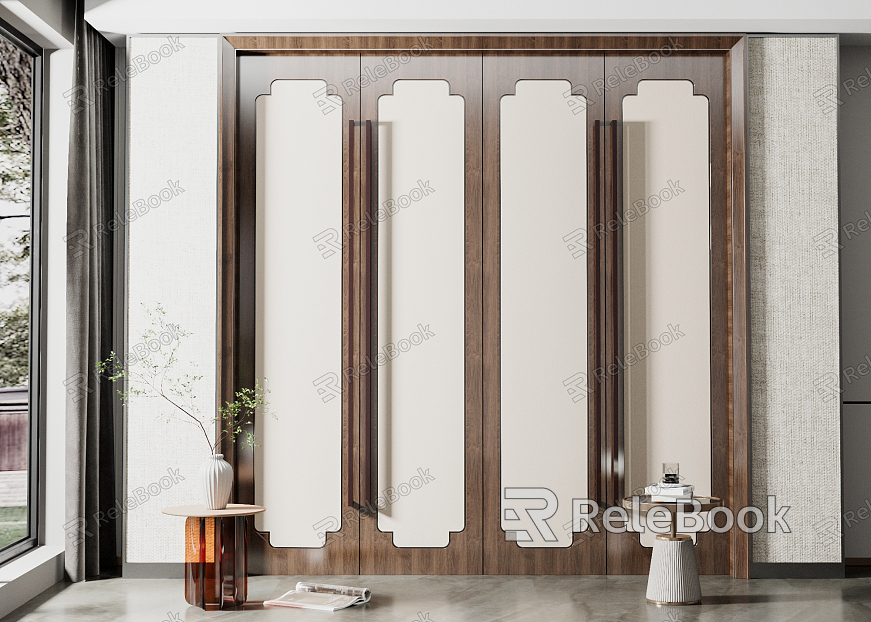 New Chinese Style Door Flat Door with Four Doors model