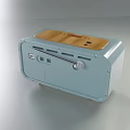 Vintage Light Blue Radio Speaker Featuring Wooden Top Digital Display And Control Knobs 3d model