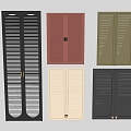 Double-door shutter wardrobe door solid wood shutter cabinet door panel shutter door and window 3d model