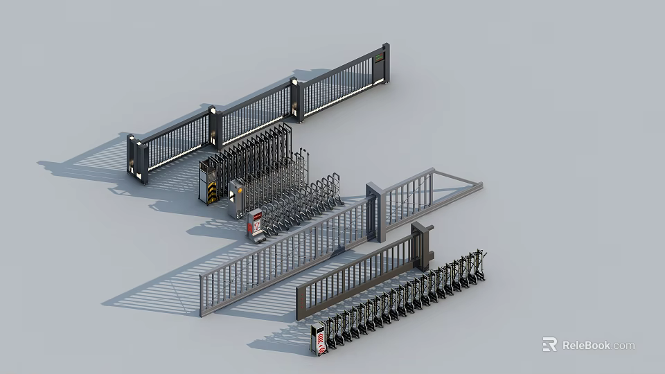 Modern Security Gates Turnstiles and Barriers for Access Control Systems 3d model 