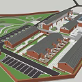 Red Brick Museum Building With Connected Structures Parking Lot And Green Courtyard