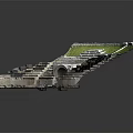 Ancient Roman Theater Model With Stone Seating Archway Entrance And Green Top