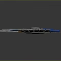 Futuristic Silver Water Vehicle With Red Circular Center Blue Accents And Gear Like Structure