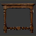 Elegant Solid Wood Table With Carved Legs And Natural Wood Grain Design