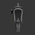 Futuristic Sci Fi Weapon With Metallic Design Purple Blue Accents Circular Components And Support Stand