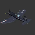 Dark Blue Military Airplane With US Navy Stars NP Tail Marking And Bombs Under Wings