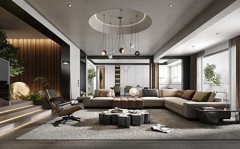 Modern Minotti living room 3d model