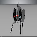 Futuristic Laser-Equipped Weapon With White Body Emitting Red Beam And Three Support Legs