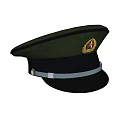 Green And Black Military Hat With Golden Star Badge Gold Hat Band And White Accent