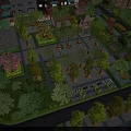 Beautiful Landscaped Garden Design With Pavilion Trees Paved Square Water Feature And Seating Areas