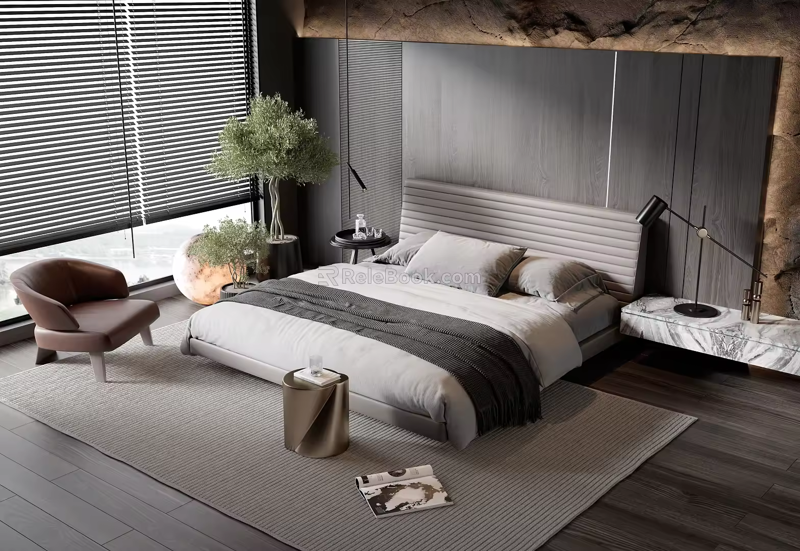 Modern Minotti Background Double Bed 3d model
