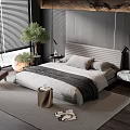 Modern Minotti Background Double Bed 3d model