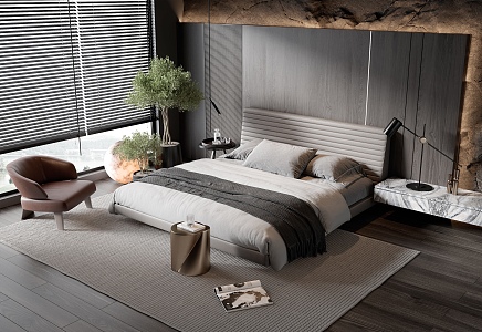 Modern Minotti Background Double Bed 3d model