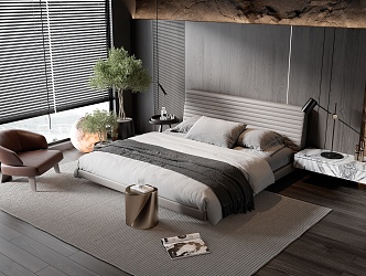 Modern Minotti Background Double Bed 3d model