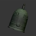 Ancient Bronze Musical Instrument Bell With Decorative Top Intricate Carvings And Green Patina