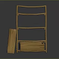 Natural Wooden Shelving Unit With Curved Shelves And Small Wooden Block