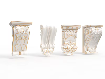 Classical Architectural Capitals With Intricate Carvings Gold Accents And Decorative Designs 3d model