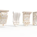 Classical Architectural Capitals With Intricate Carvings Gold Accents And Decorative Designs