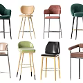 Various Modern Bar Stools with Different Colors Materials and Styles for Home Use 3d model