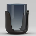 Modern Minimalist Transparent Blue Container With Black Curved Base Household Product