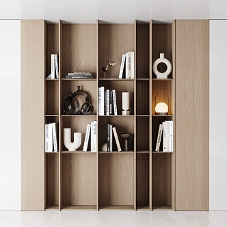 Modern bookcase wooden bookcase combination 3d model